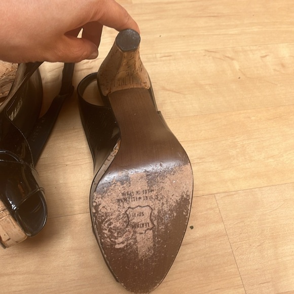 Stuart Weitzman Exsling Peep Toe Slingback Cork Platform Heel size 7M - Picture 7 of 8